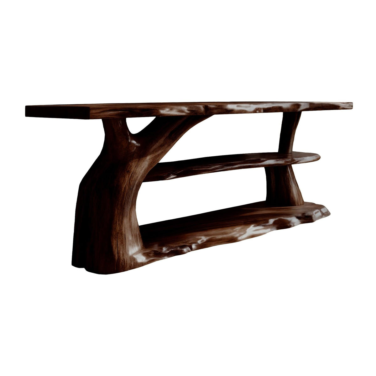 Riverroot Organic Live Edge Freestanding Bathroom Vanity with Shelves