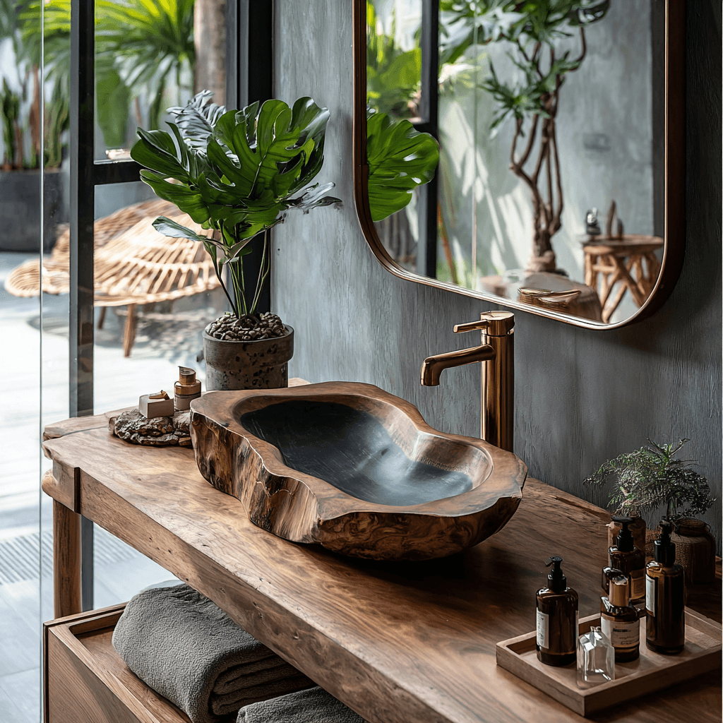 Riverstone Hollow Handcrafted Wooden Vessel Sink