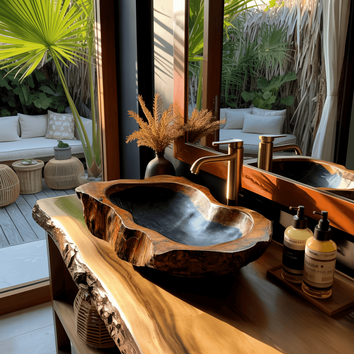 Riverstone Hollow Handcrafted Wooden Vessel Sink