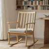 Rocking Chair with Cushion Solid Rubber Wood Rocker with Padded Seat-Natural