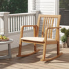 Rocking Chair with Slatted Back and Curved Armrests-Natural