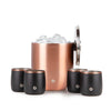 Stainless Steel Ice Bucket with Rocks Glass Set, Gold and Black by Snowfox