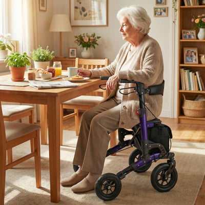 Rollator Walker for Seniors Folding Rolling Walker with Seat-Purple