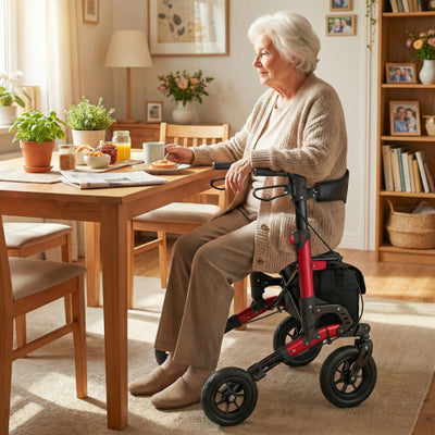 Rollator Walker for Seniors Folding Rolling Walker with Seat-Red