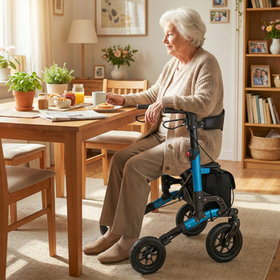 Rollator Walker for Seniors Folding Rolling Walker with Seat-Blue