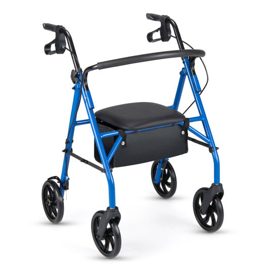 Rollator Walker with Seat and Height Adjustable Handles-Blue