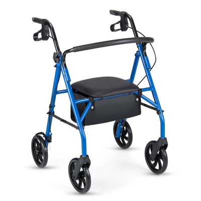 Rollator Walker with Seat and Height Adjustable Handles-Blue