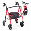 Rollator Walker with Seat and Height Adjustable Handles-Red - Red