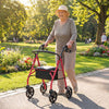Rollator Walker with Seat and Height Adjustable Handles-Red