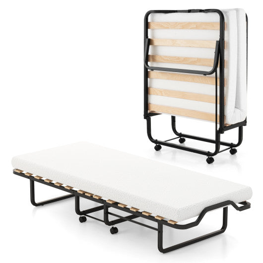 Rollaway Folding Bed with Memory Foam Mattress Made in Italy