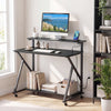 Rolling Computer Desk with Charging Station and Monitor Shelf Storage for Home Office-Black