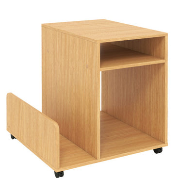 Rolling End Table 3-Tier Mobile Side Table with Side Storage Rack Modern Small Nightstand-Natural