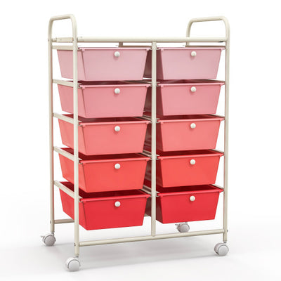 10-Drawer Rolling Storage Cart-Gradient Pink