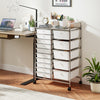 Rolling Storage Cart 15-Drawer Trolley with Chrome Plated Metal Frame-White