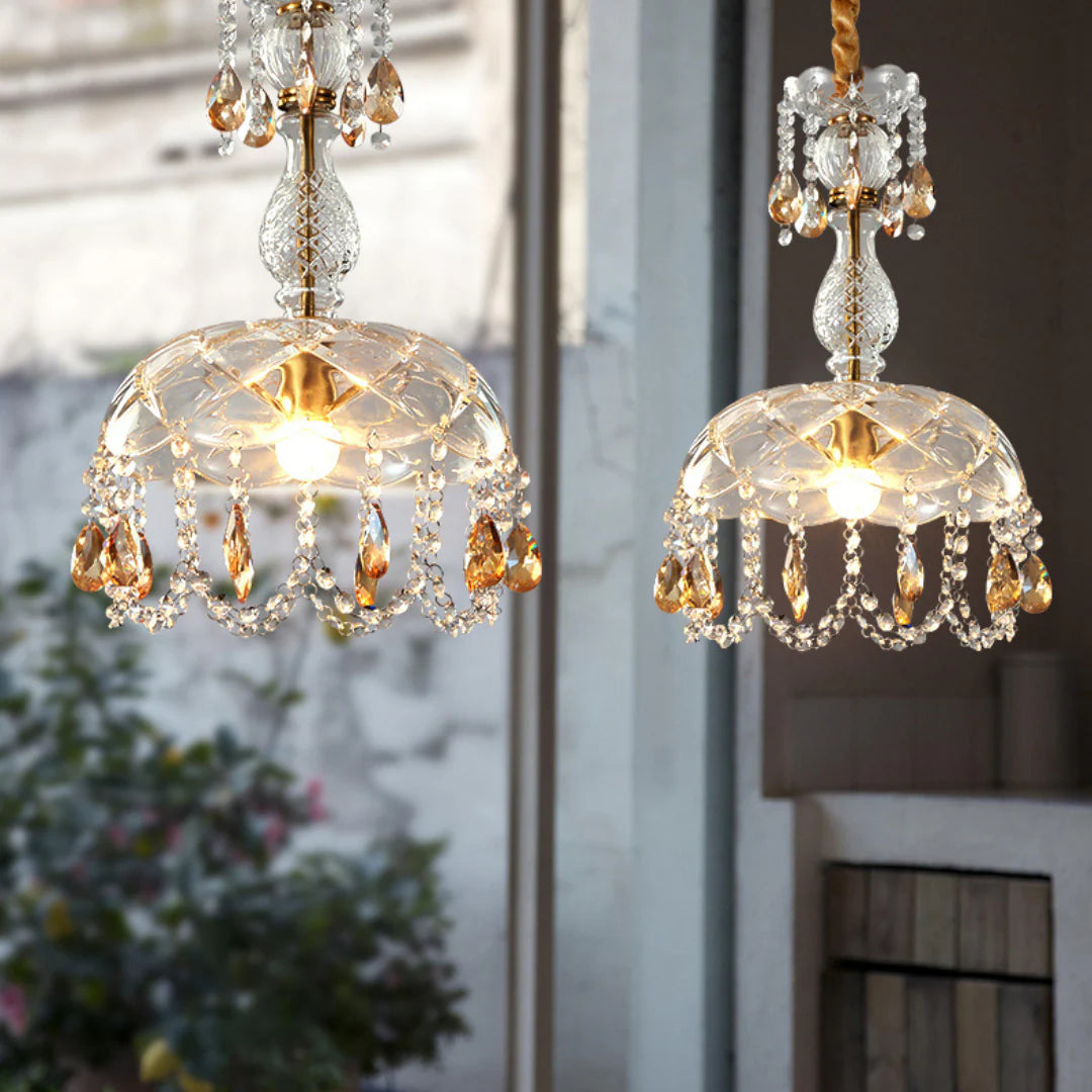 Rondelle Crystal Flower Pendant lamp