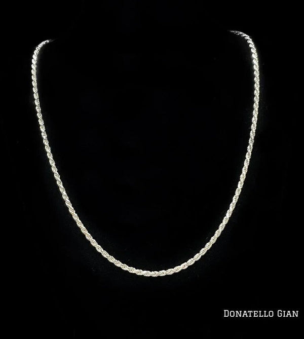Sterling Silver 925 Diamond Cut Rope Chain 2MM, 16