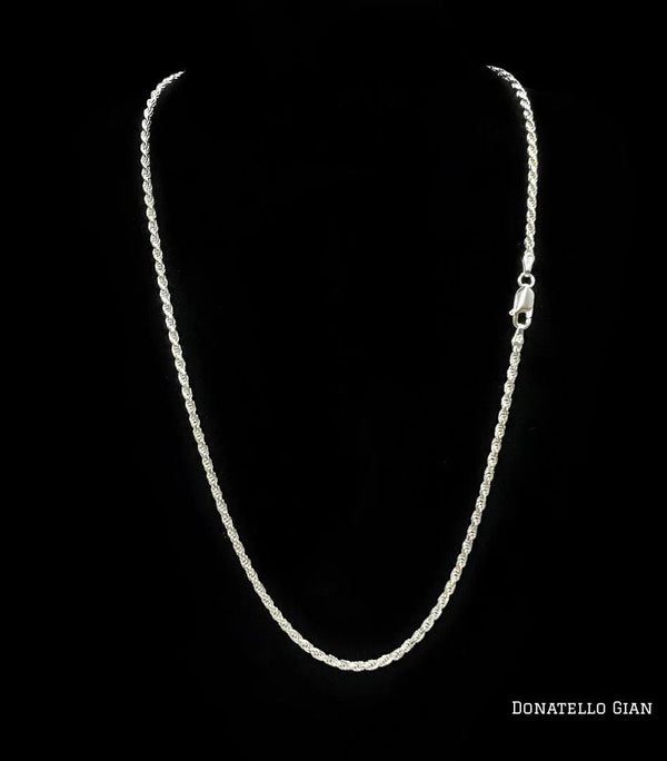 Sterling Silver 925 Diamond Cut Rope Chain 2MM, 16