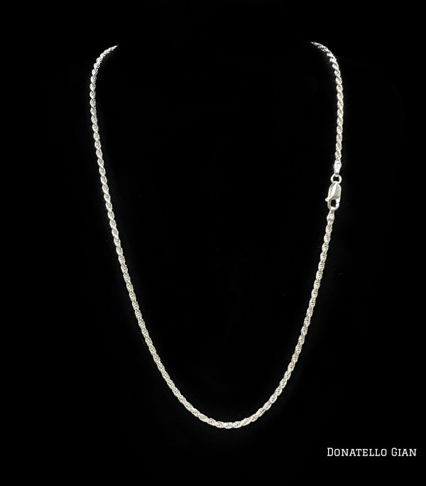 Sterling Silver 925 Diamond Cut Rope Chain 2MM, 16