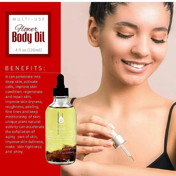 Rose flower Multi Use Body Oils 4 Oz - Gifts for You 'n Me