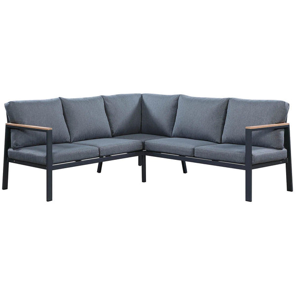 Rossio Outdoor 4pcs. Sectional Sofa,Matte Charcoal Aluminum Frame,Teak Finished - Gifts for You 'n Me