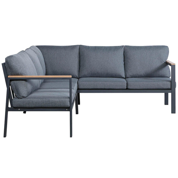 Rossio Outdoor 4pcs. Sectional Sofa,Matte Charcoal Aluminum Frame,Teak Finished - Gifts for You 'n Me