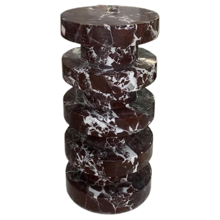 Rosso Levanto Marble Plinth Designer Side Table Polished (D)12