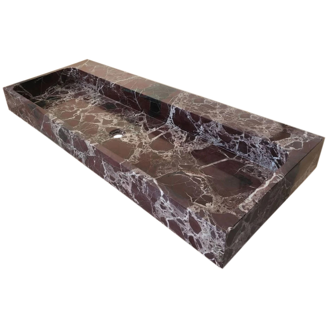 Rosso Levanto Marble Rectangular Wall-mount Sink (W)20