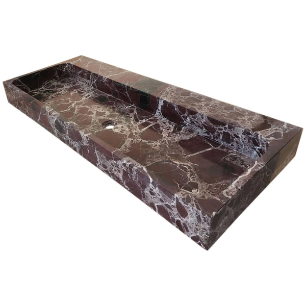 Rosso Levanto Marble Rectangular Wall-mount Sink (W)20