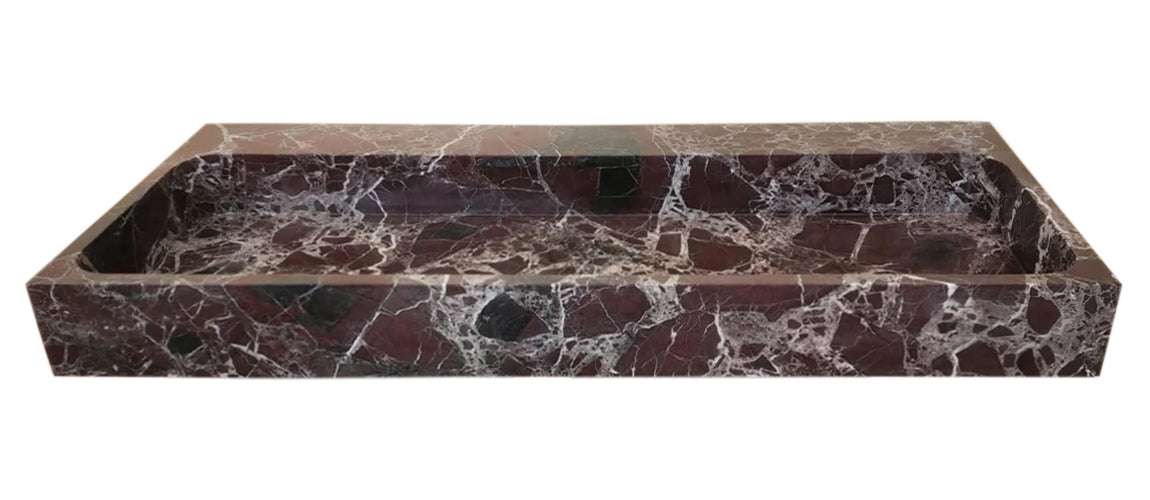 Rosso Levanto Marble Rectangular Wall-mount Sink (W)20