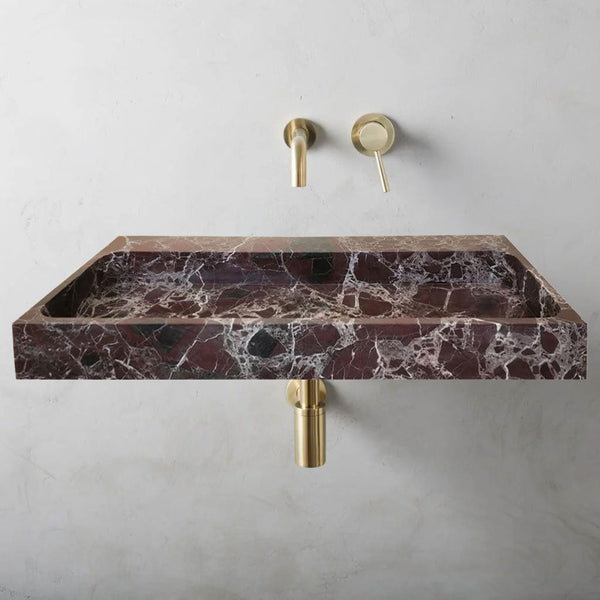 Rosso Levanto Marble Rectangular Wall-mount Sink (W)20