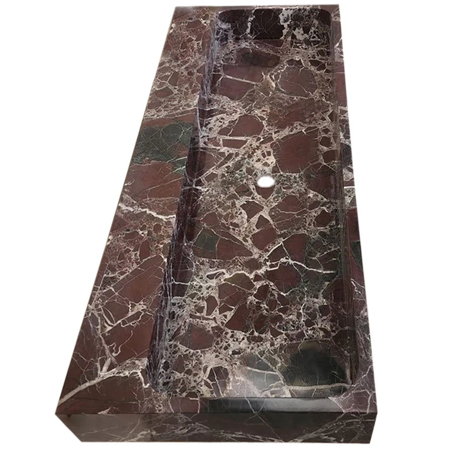 Rosso Levanto Marble Rectangular Wall-mount Sink (W)20