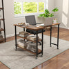Patented 360° Rotating Sofa Side Table with 2-Tier Storage Shelves-Rustic Brown