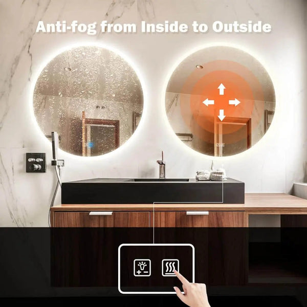 Round Backlit LED BATHROOMS Vanity  Mirrors With Dimmable Lights