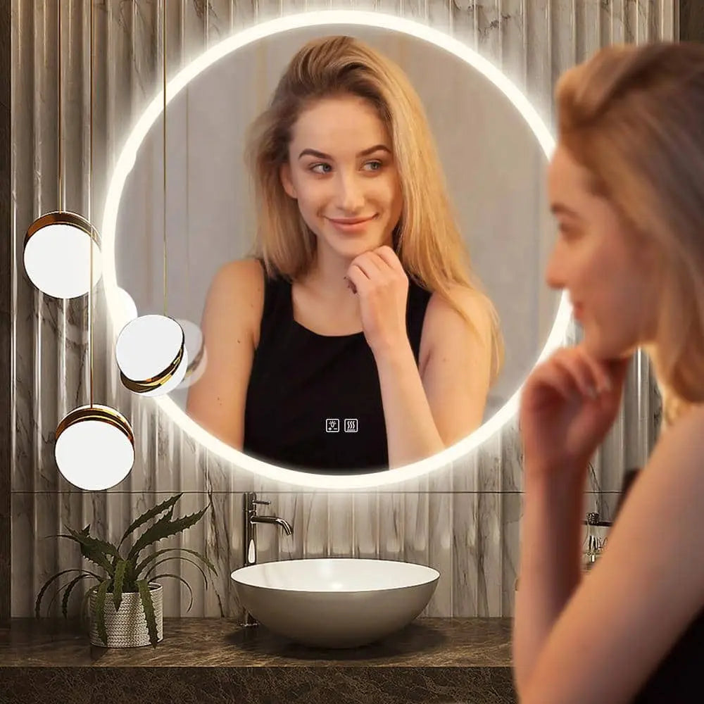 Round Backlit LED BATHROOMS Vanity  Mirrors With Dimmable Lights