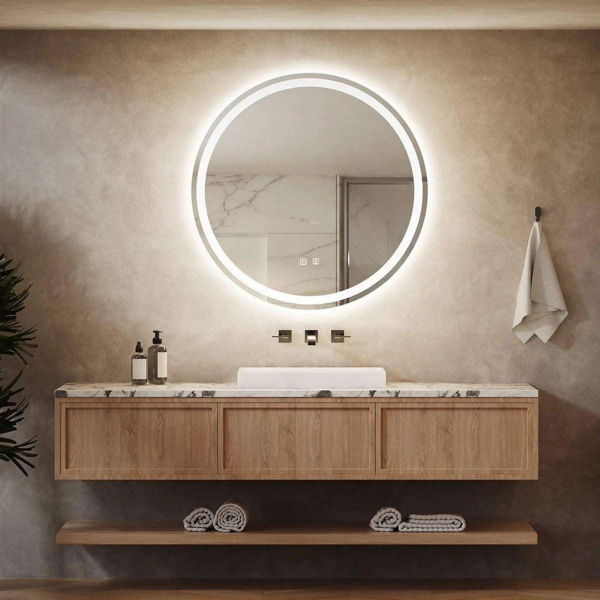 Round Led Mirror Bathroom Vanity Mirror With Dimmable Lights