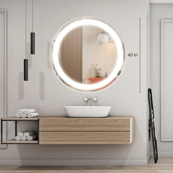 Round Led Mirror Bathroom Vanity Mirror With Dimmable Lights