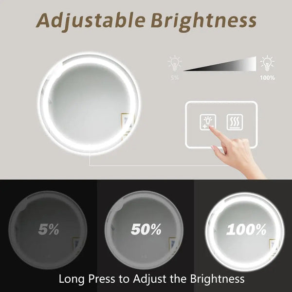 Round Led Mirror Bathroom Vanity Mirror With Dimmable Lights