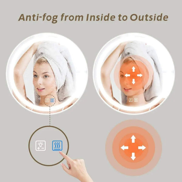 Round Led Mirror Bathroom Vanity Mirror With Dimmable Lights
