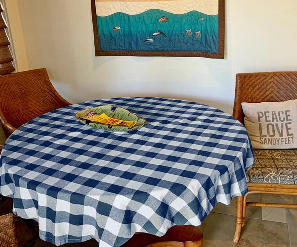 Navy Blue Round Tablecloth