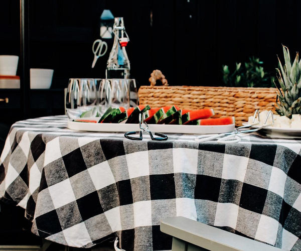 Black Round Tablecloth - Cotton Table Cover