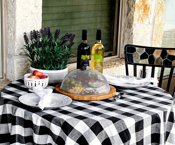 Black Round Tablecloth - Cotton Table Cover