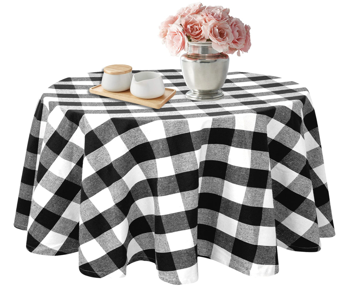 Black Round Tablecloth - Cotton Table Cover