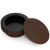 Round Coffee Table with Storage Modern Wooden Drum Coffee Table with Hidden Compartment-Walnut - Walnut