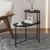 Round Coffee Table with Storage Tray 2 Tier Oval End Tables