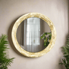 Round Distressed Wood Vintage Wall Mirror