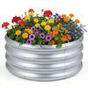 Round Galvanized Raised Garden Bed with Open-Ended Base-S - Silver