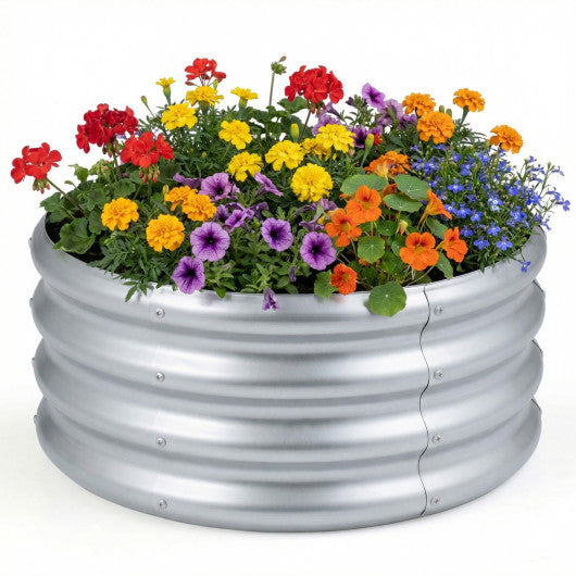 Round Galvanized Raised Garden Bed with Open-Ended Base-S