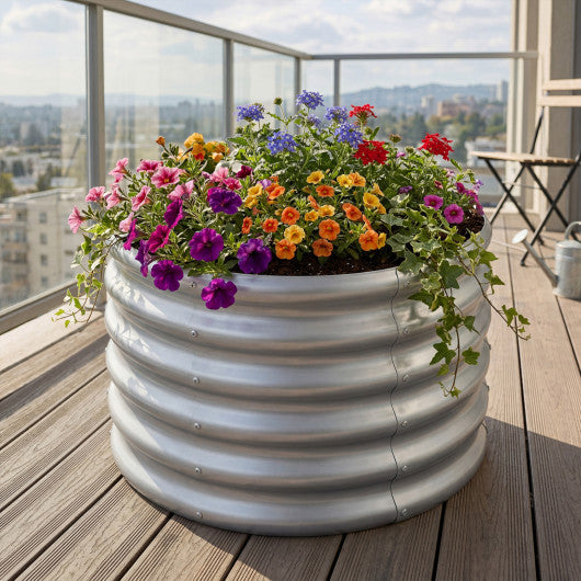 Round Galvanized Raised Garden Bed with Open-Ended Base-M