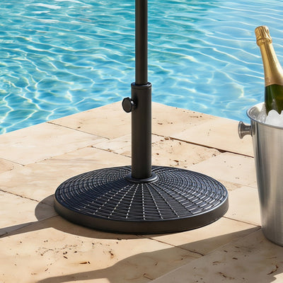22 lbs Patio Resin Outdoor Umbrella Base with Wicker Style for Outdoor Use-Black