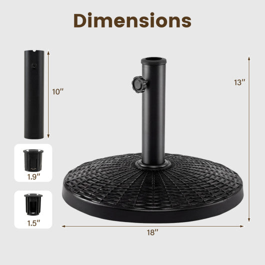 22 lbs Patio Resin Outdoor Umbrella Base with Wicker Style for Outdoor Use-Black